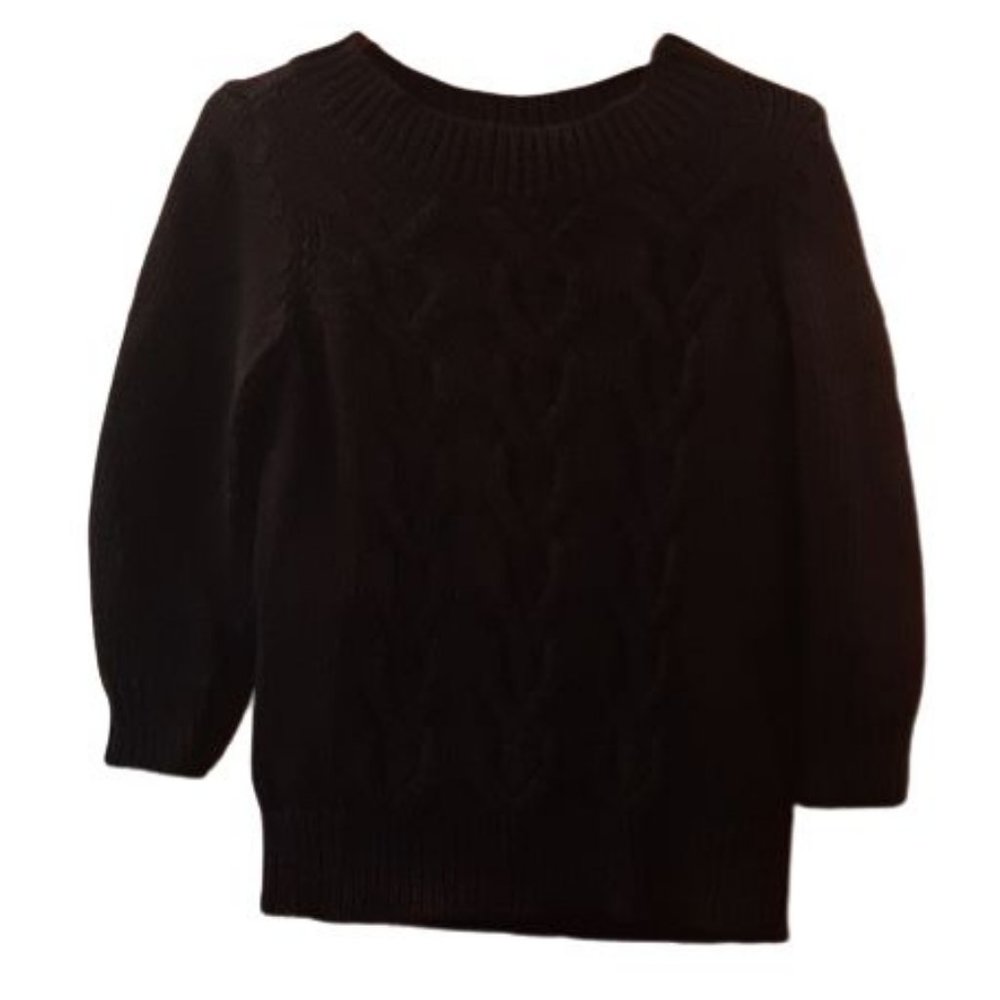 Talbots Braid Front Knit Sweater Black Size S